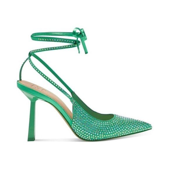 I.N.C. International Concepts Womens Sandaze Ankle-Tie Pointed Green Pumps 6M - Picture 2 of 5